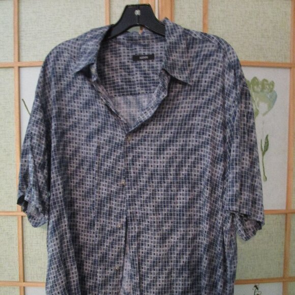Alfani Men's 100% Rayon Camp button up shirt blue, black, white - Picture 1 of 2
